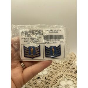 US Air Force ROTC Rank Insignia Cadet Sergeant Lapel Pin Set, New JROTC Military